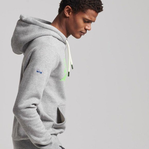 Superdry Mens Vintage Logo AC Hood Pullover Overhead Hoody Long Sleeve Grey Sz M - Picture 4 of 6